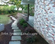 Patio with seating wall and water feature 2